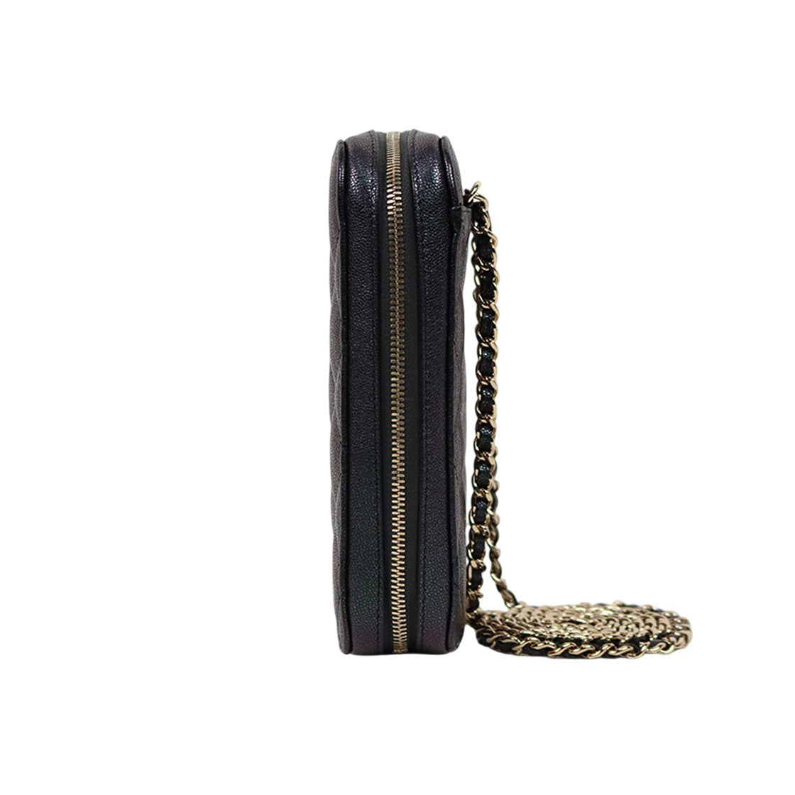 Chanel Black Iridescent Caviar Phone Holder Crossbody Bag