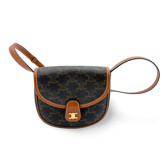 Celine Tin Besace Triomphe Canvas Tan