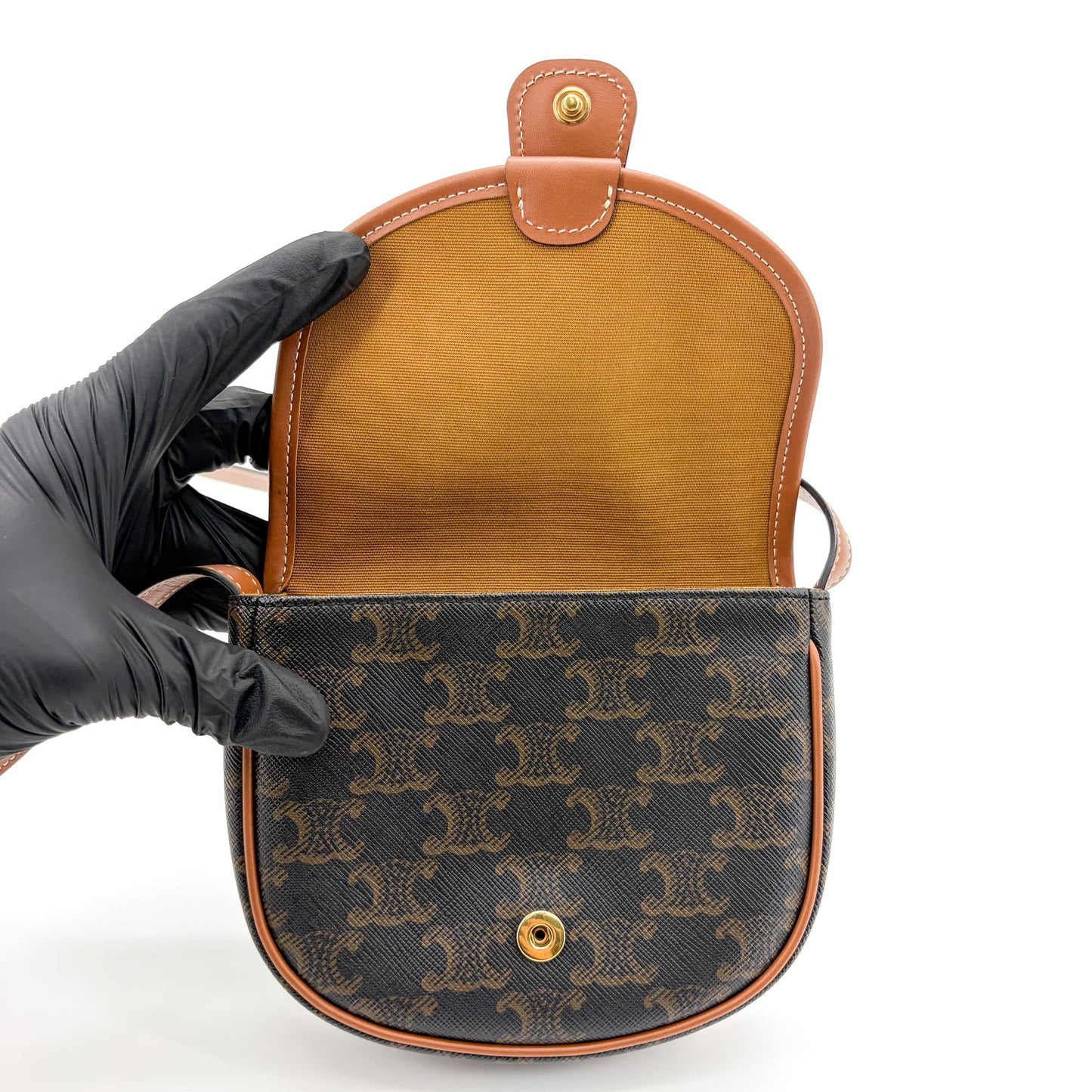 Celine Tin Besace Triomphe Canvas Tan