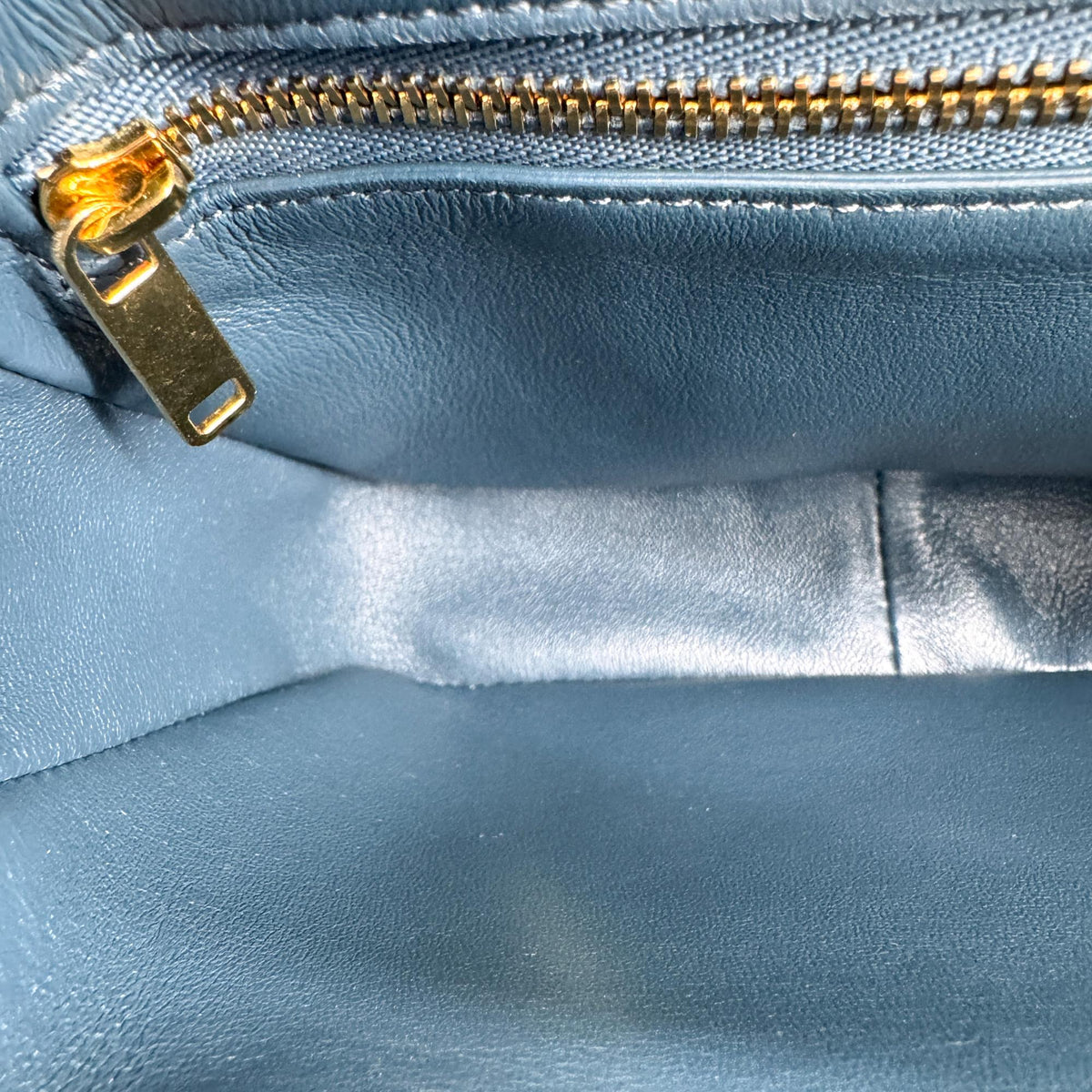 Celine Tin Triomphe Bag Shiny Calfskin Blue Gold Hardware