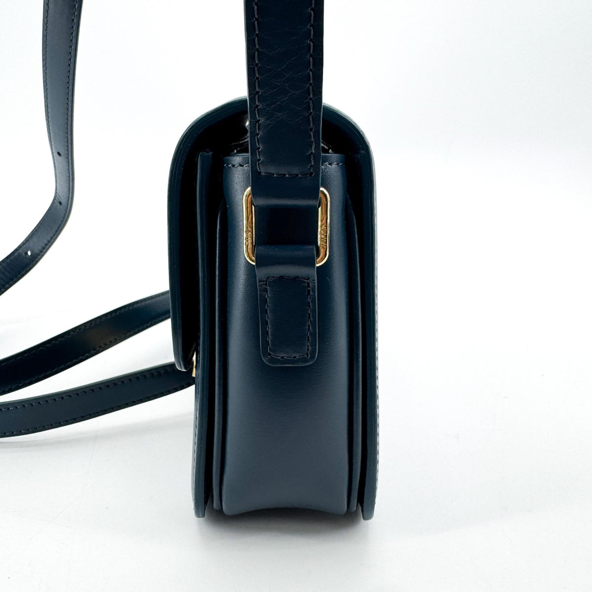 Celine Tin Triomphe Bag Shiny Calfskin Blue Gold Hardware