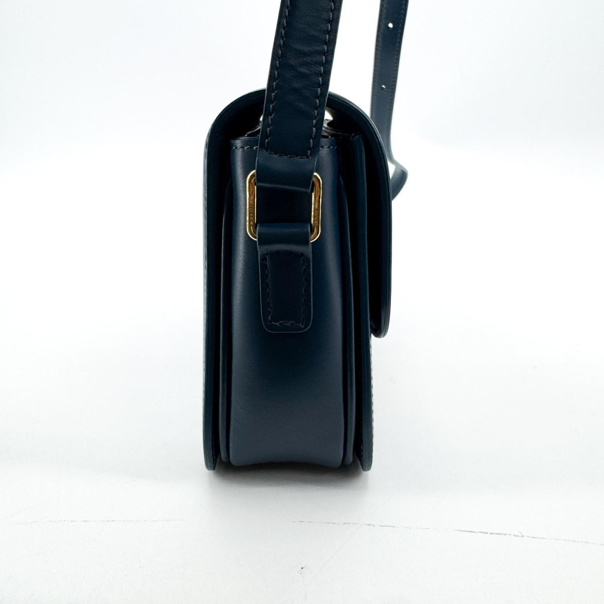 Celine Tin Triomphe Bag Shiny Calfskin Blue Gold Hardware