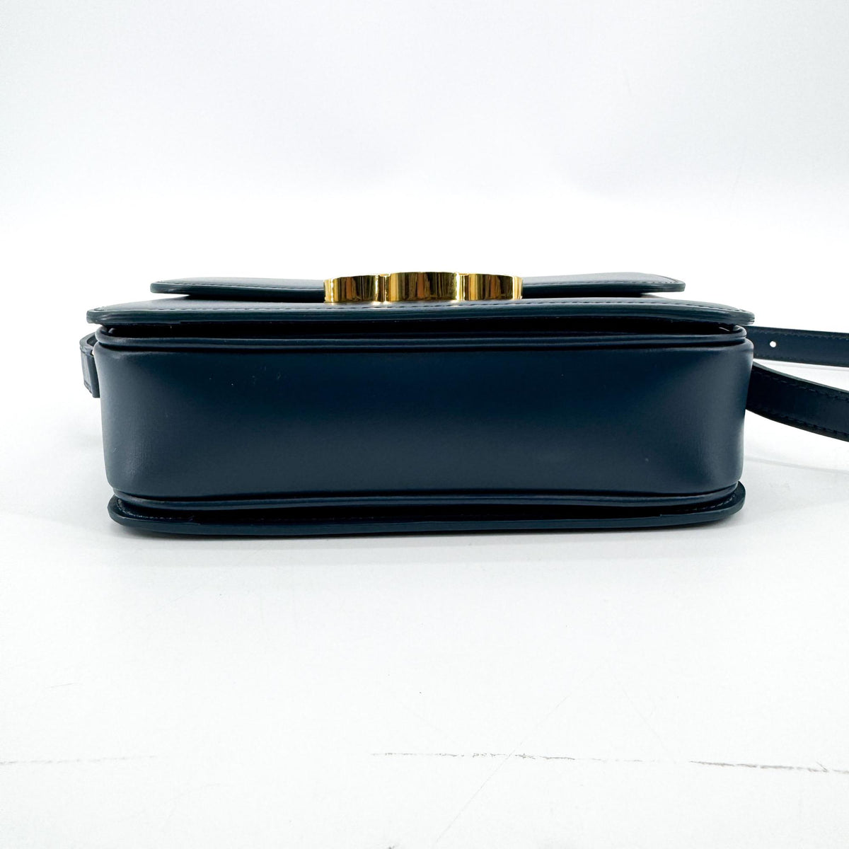 Celine Tin Triomphe Bag Shiny Calfskin Blue Gold Hardware