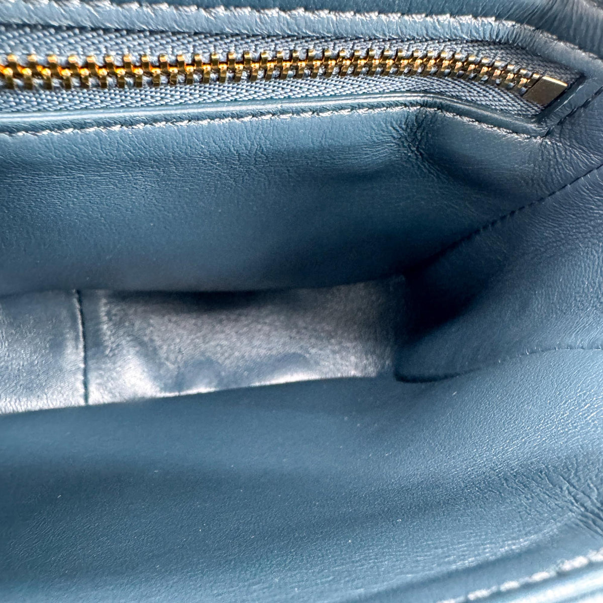 Celine Tin Triomphe Bag Shiny Calfskin Blue Gold Hardware