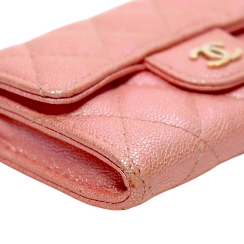 Chanel Pink Caviar Skin Card Wallet