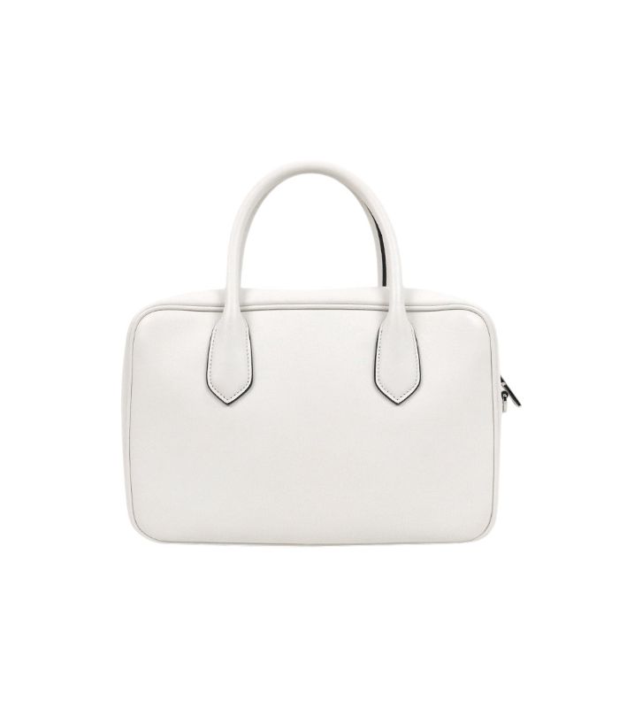 Prada White Leather Bowling Tote Bag