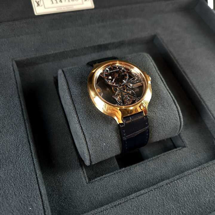 40 Voyage Flying Tourbillon Gold and Leather Watch