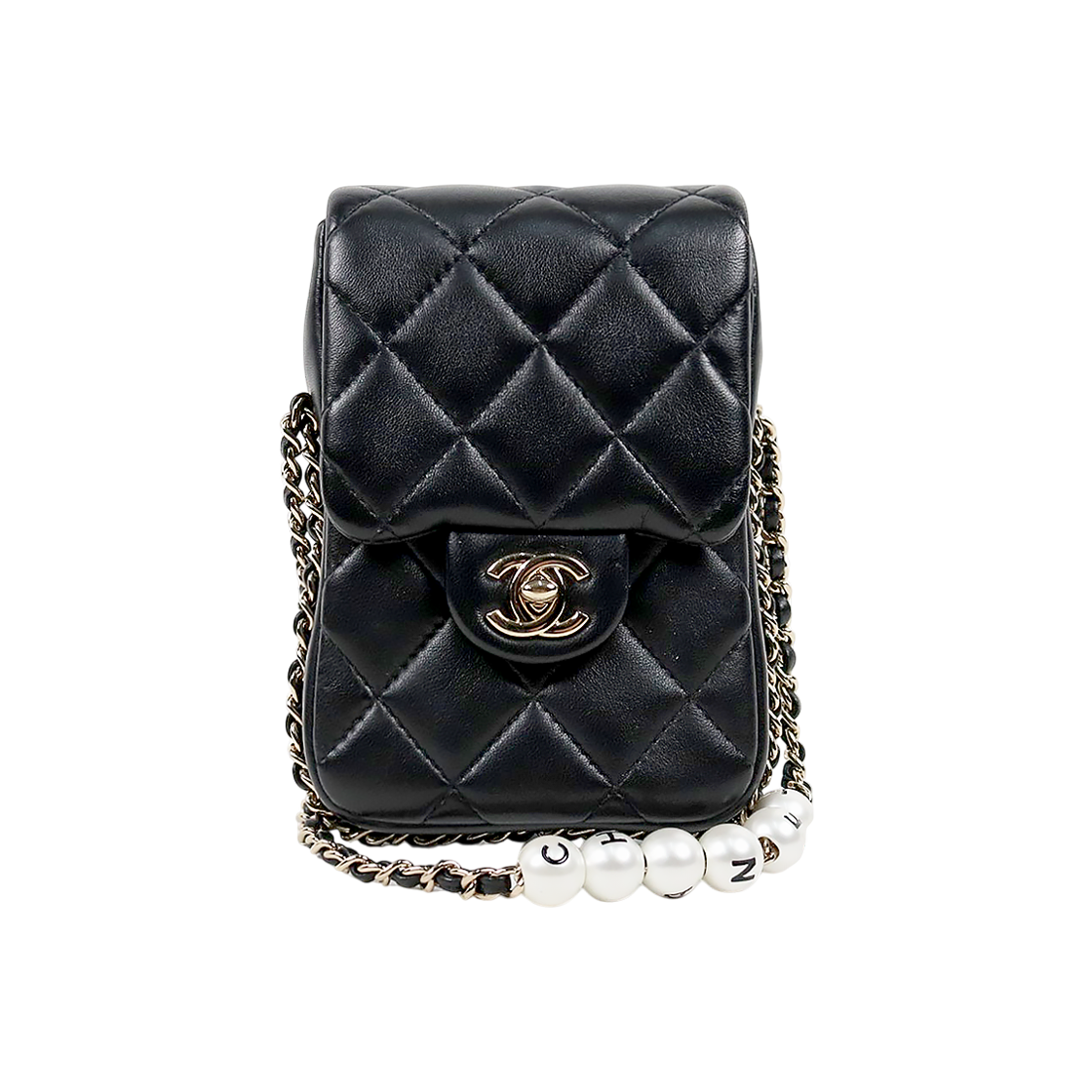 Chanel Black Pearl Chain Crossbody Bag