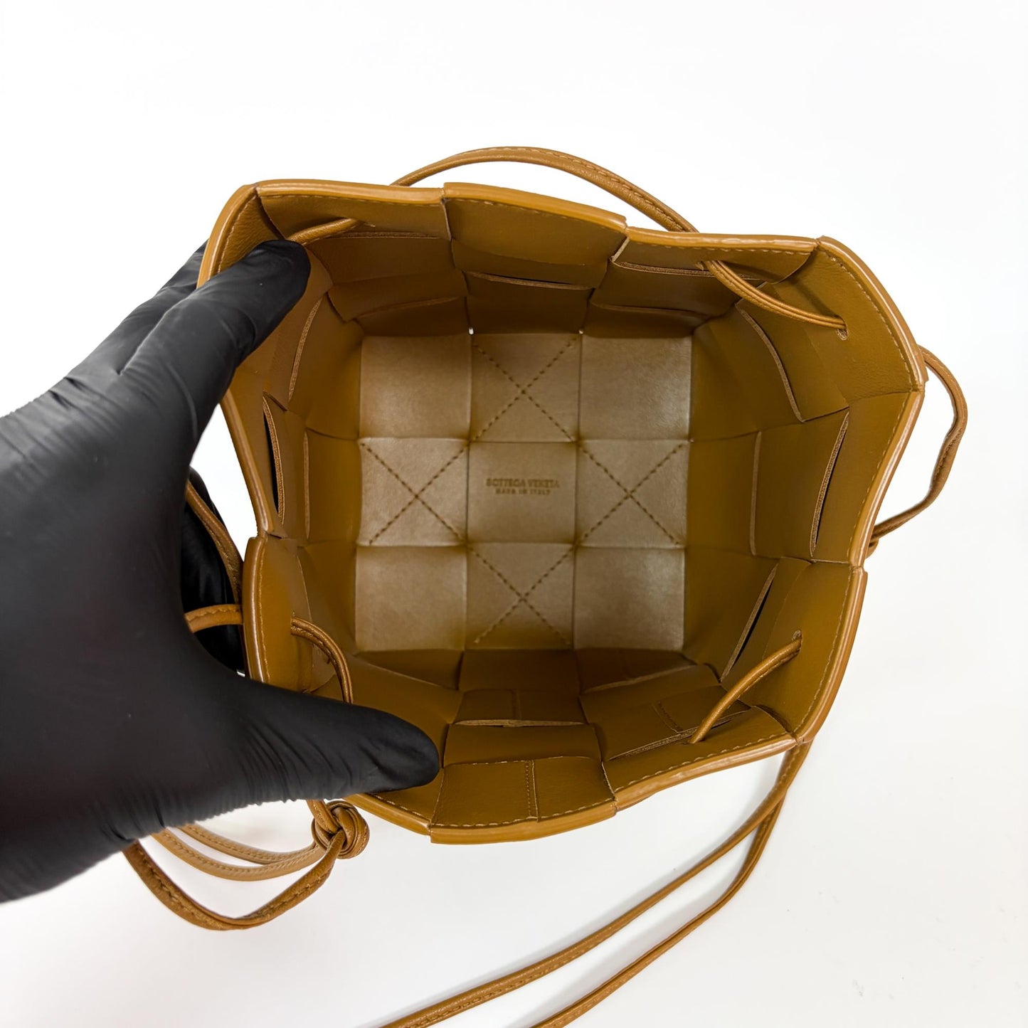 Bottega Veneta Small Cassette Bucket Bag Camel