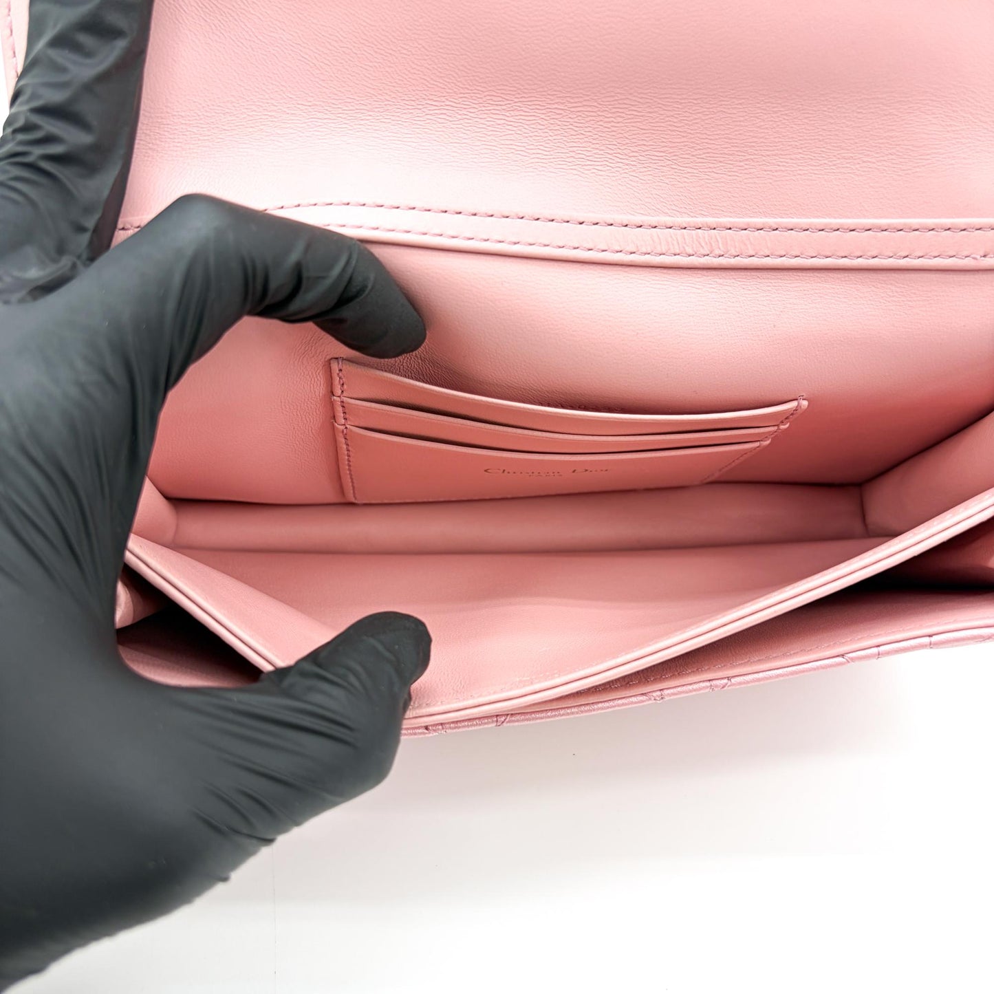 Dior Miss Dior Top Handle Pouch Pink Cannage Lambskin