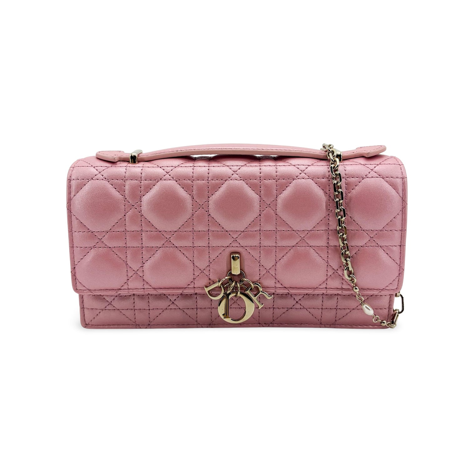 Dior Miss Dior Top Handle Pouch Pink Cannage Lambskin