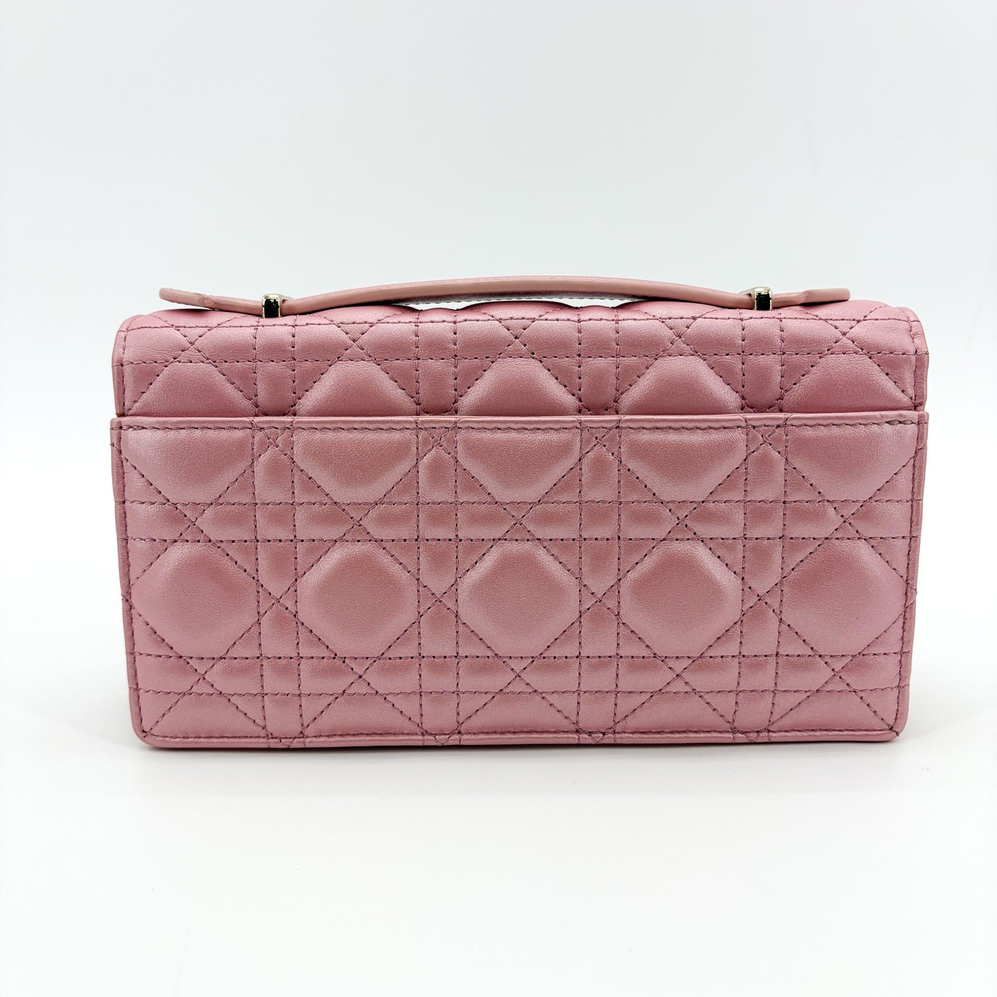 Dior Miss Dior Top Handle Pouch Pink Cannage Lambskin