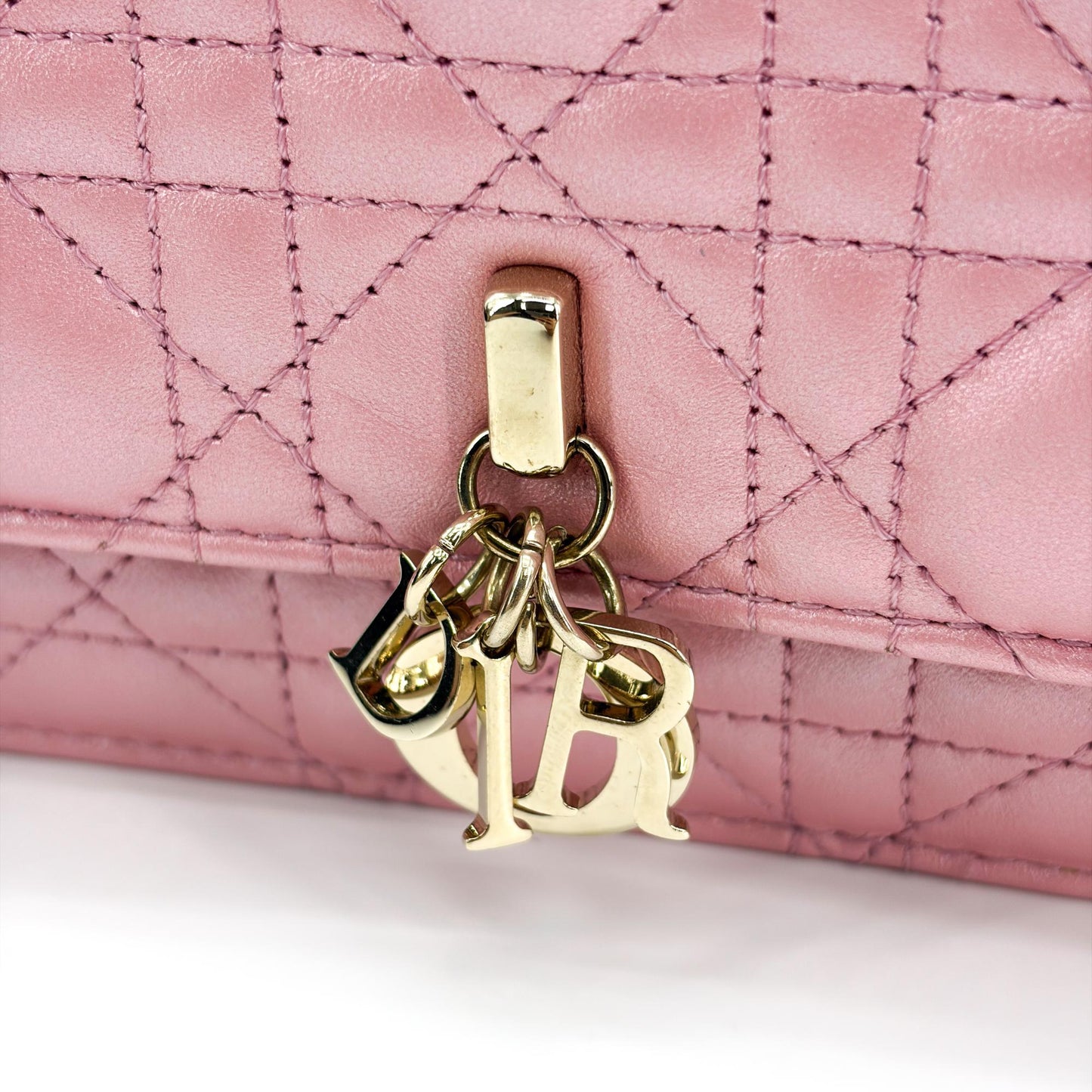 Dior Miss Dior Top Handle Pouch Pink Cannage Lambskin