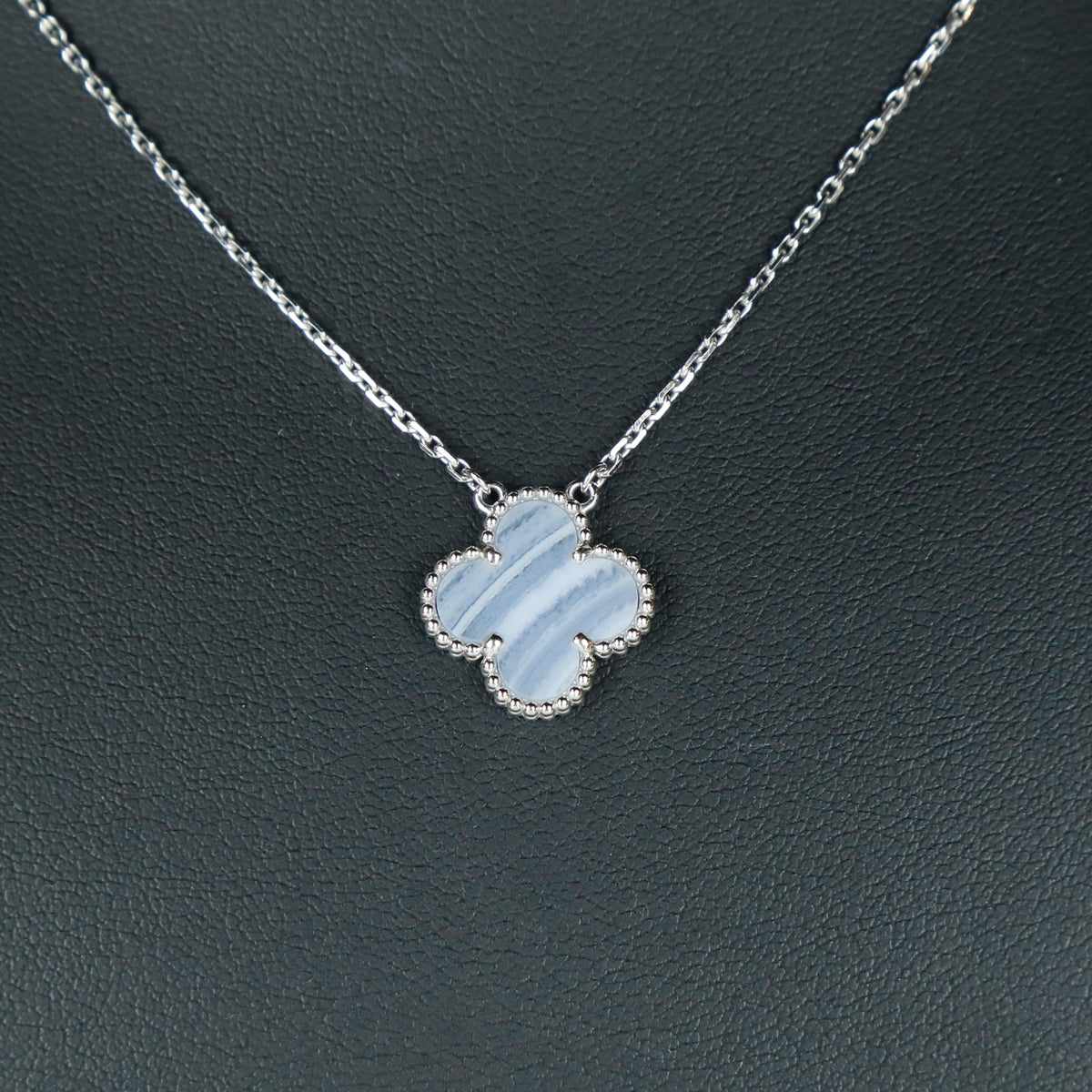 Van Cleef & Arpels Vintage Alhambra Chalcedony White Gold Necklace