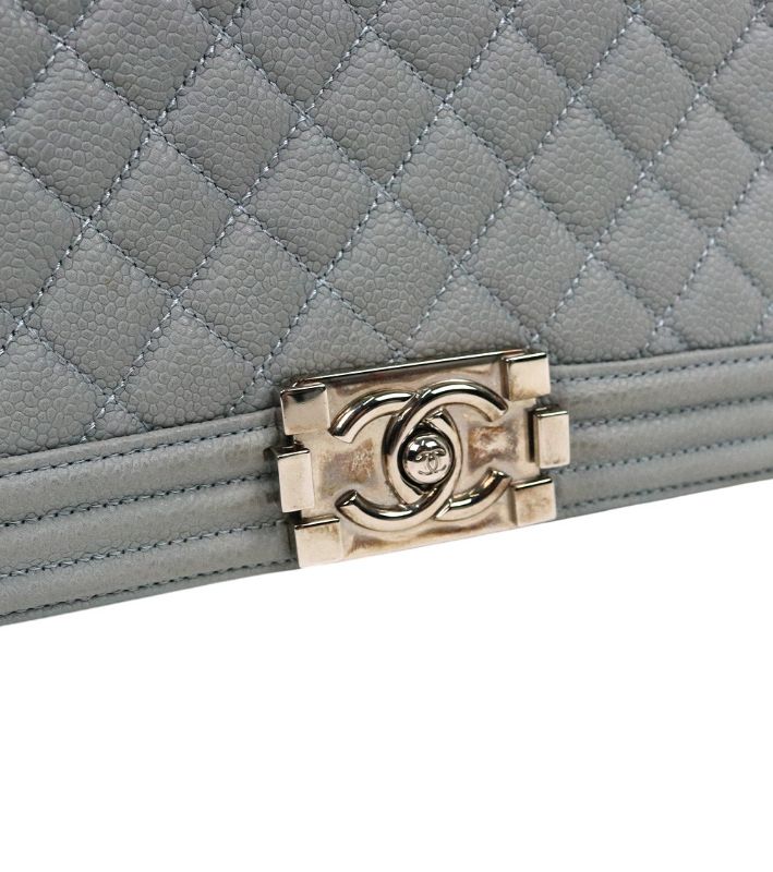 Chanel Gray Caviar Large Boy Shoulder Bag