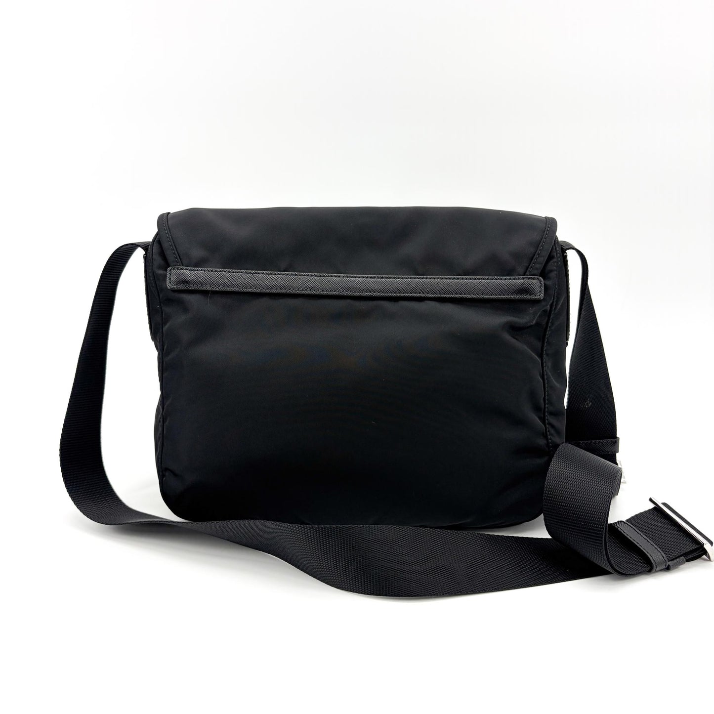 Prada Re-Nylon and Saffiano Leather Messenger Bag Black