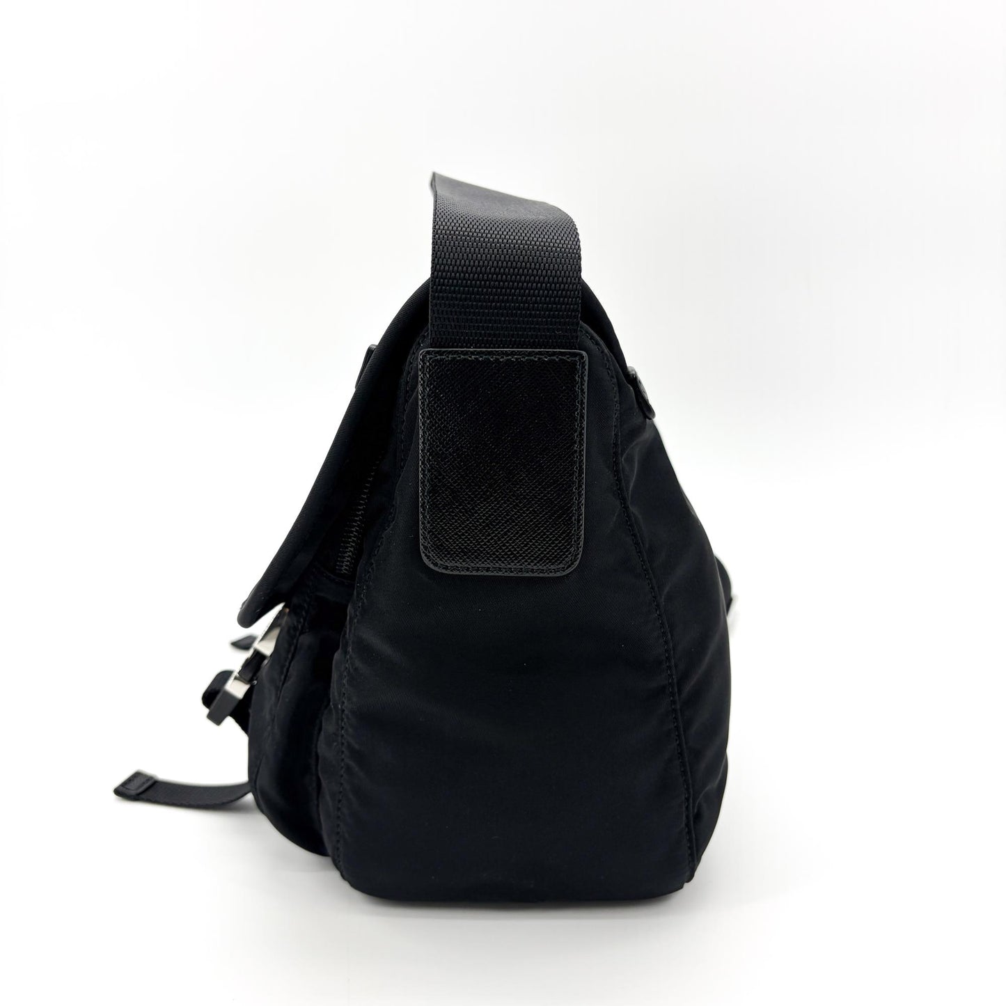 Prada Re-Nylon and Saffiano Leather Messenger Bag Black