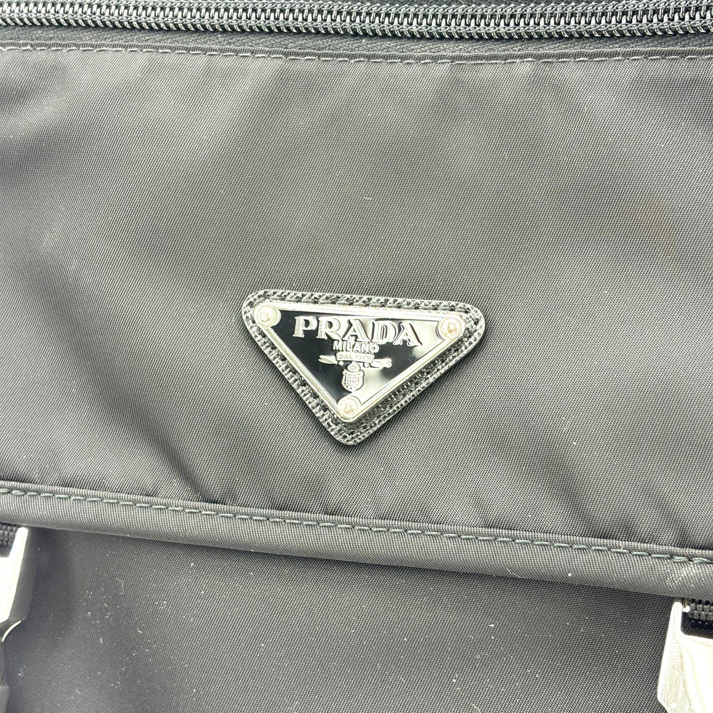Prada Re-Nylon and Saffiano Leather Messenger Bag Black