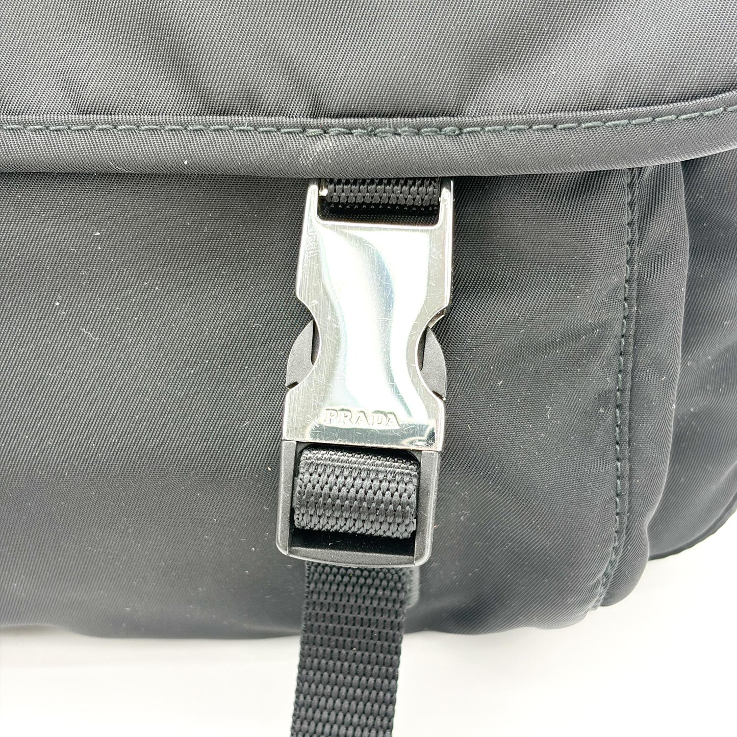 Prada Re-Nylon and Saffiano Leather Messenger Bag Black