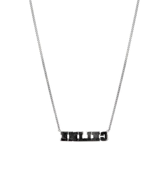 Celine Black University Silver Necklace