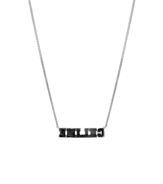 Celine Black University Silver Necklace