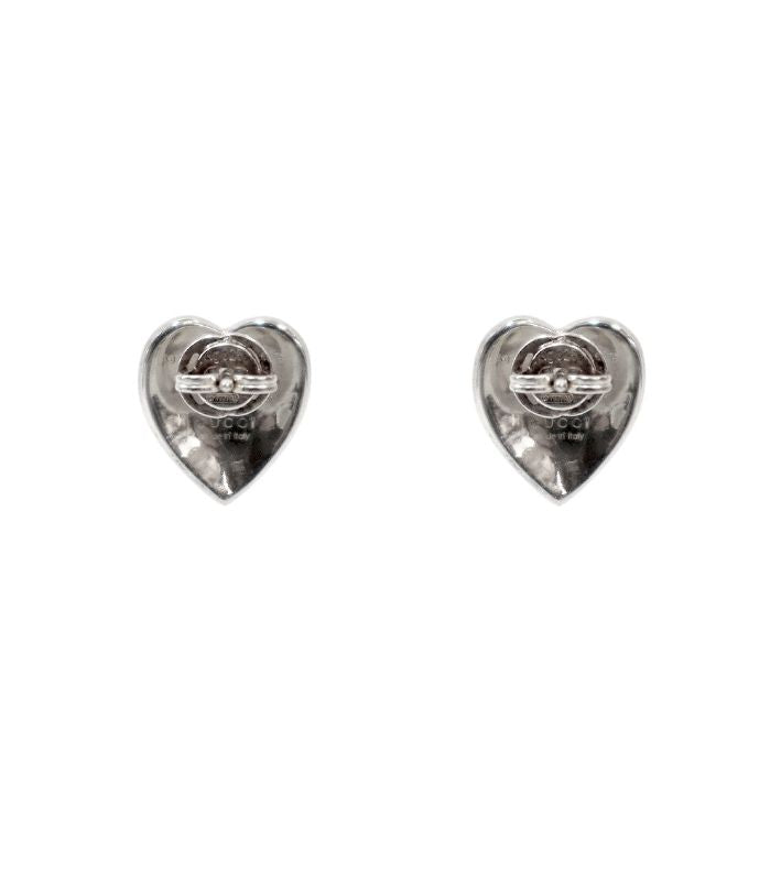 Gucci Ivory Heart Interlocking G Silver Earrings