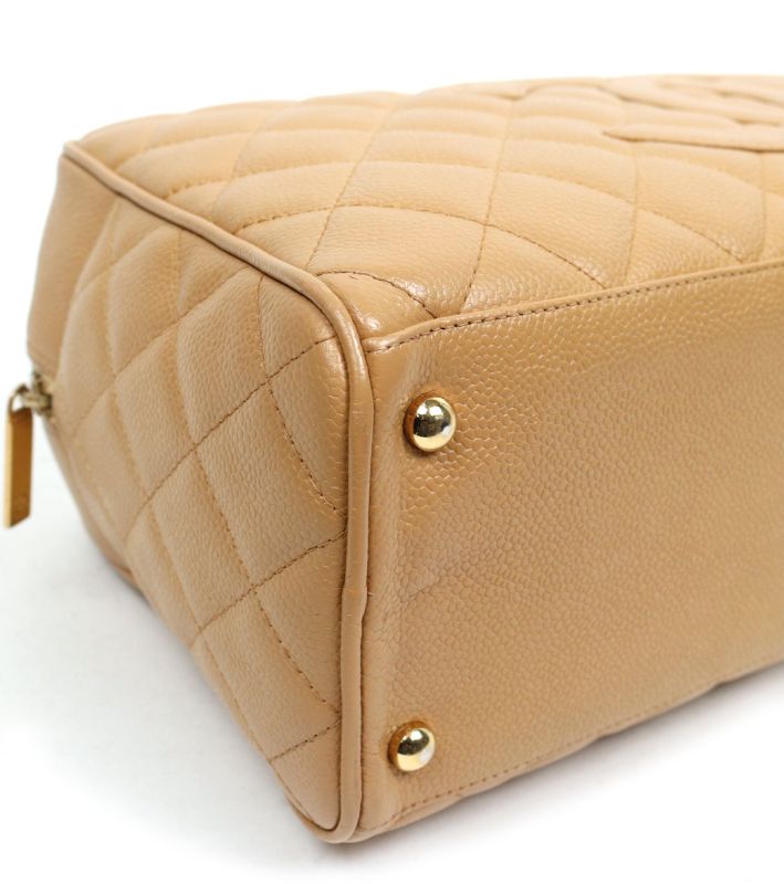 Chanel Beige Caviar Big CC Bowling Tote