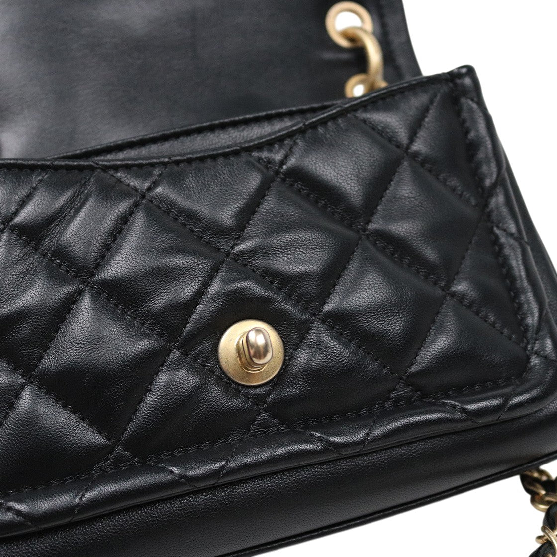 Chanel Black Quilted CC Top-Handle Chain Shoulder Bag