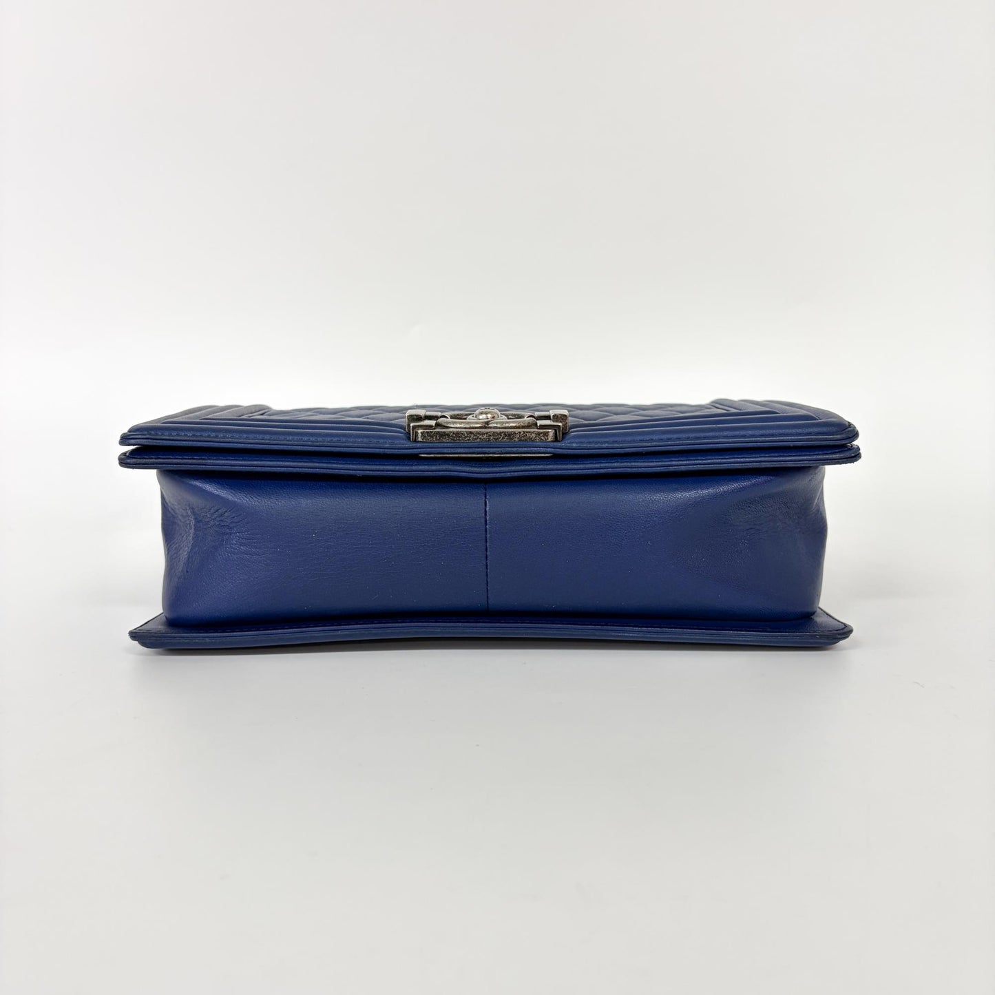 Chanel Boy Bag Large Blue Calfskin Silver Hardware Shoulder Bag 23 Series