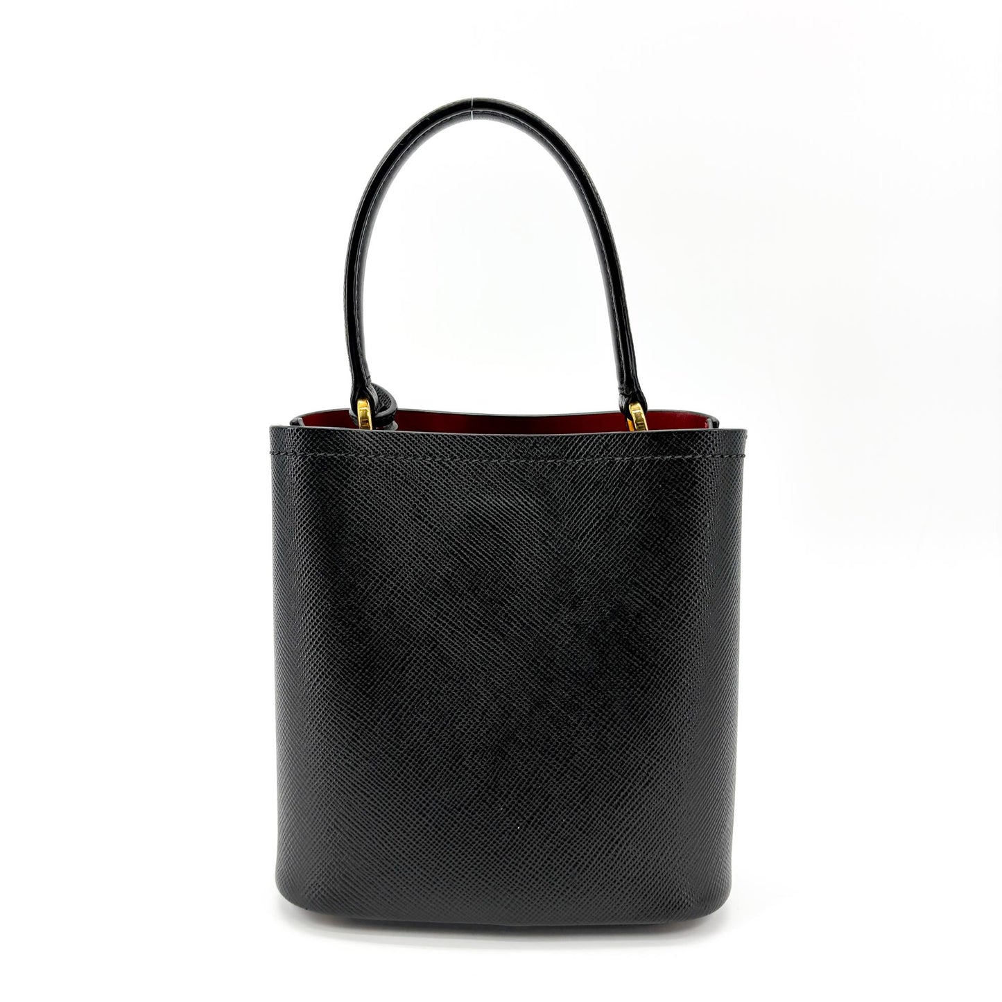 Prada Panier Saffiano Leather Small Bag Black Red