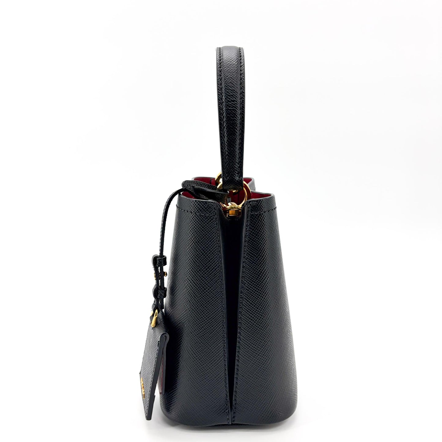Prada Panier Saffiano Leather Small Bag Black Red