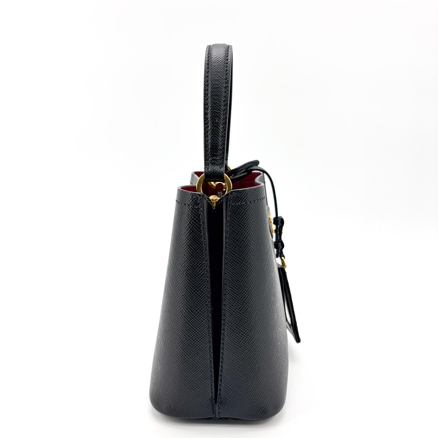 Prada Panier Saffiano Leather Small Bag Black Red