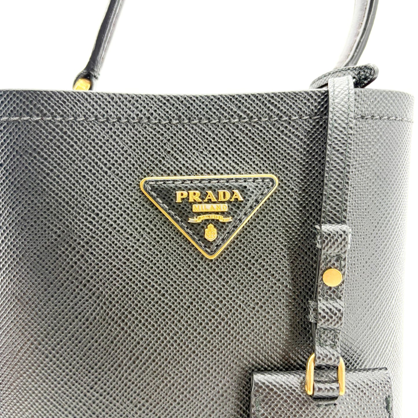 Prada Panier Saffiano Leather Small Bag Black Red