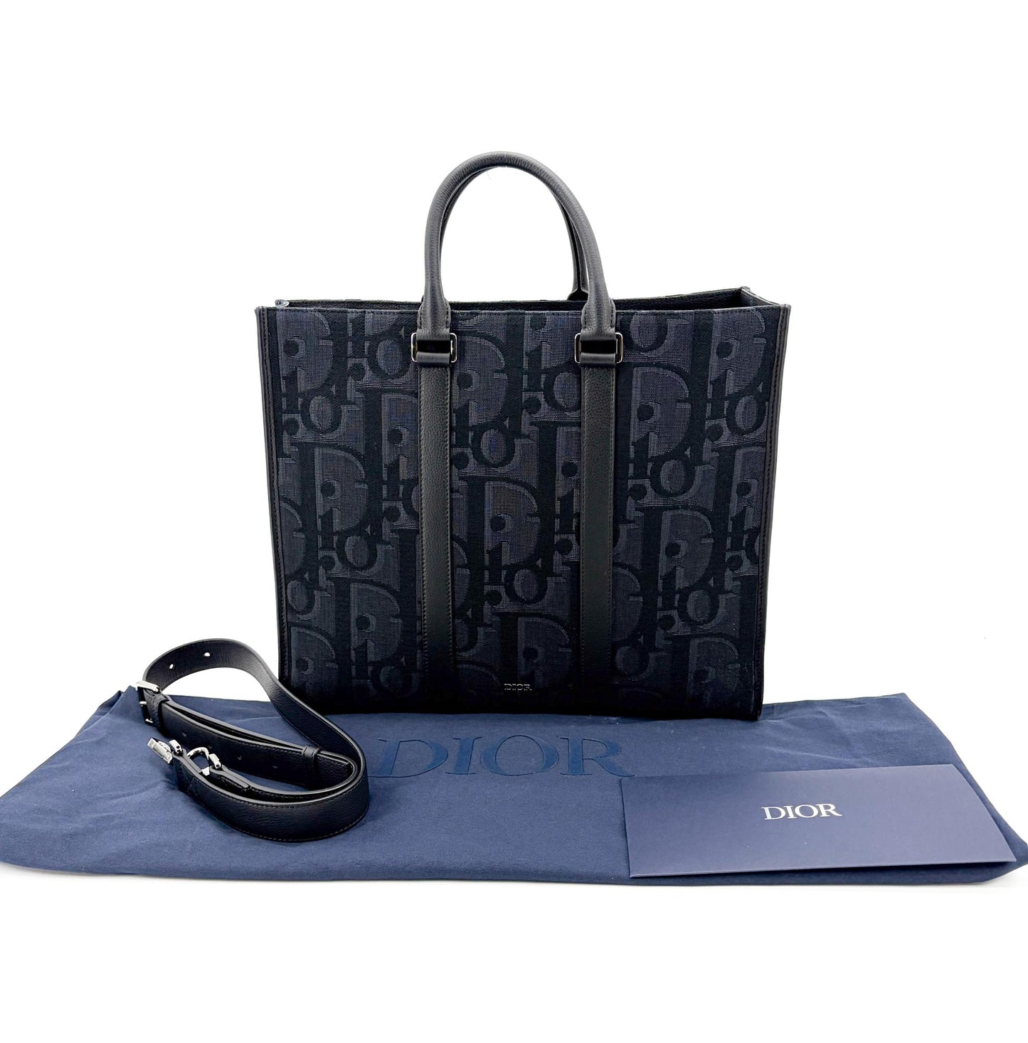 Dior Vertical Tote Bag Black Oblique Jacquard