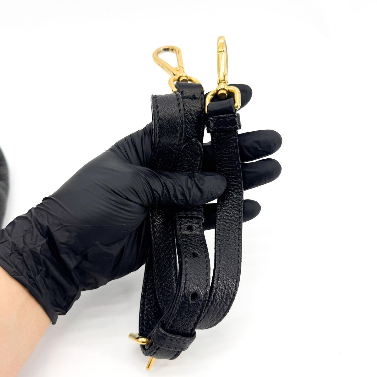 Prada Vitello Daino Top Handle Bag Black Gold Hardware