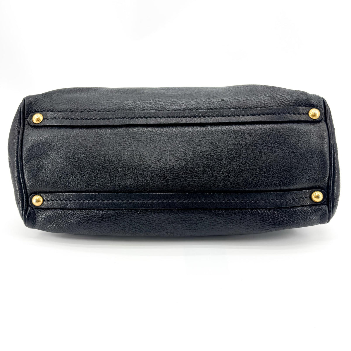 Prada Vitello Daino Top Handle Bag Black Gold Hardware