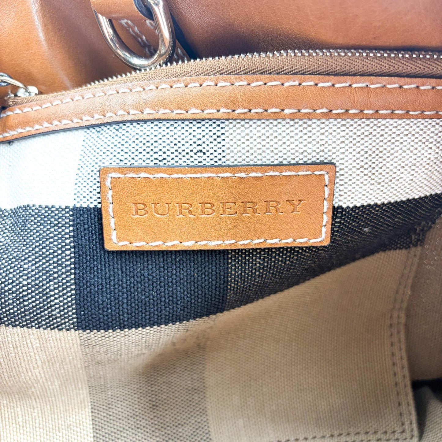 Burberry House Check Canvas Canterbury Shoulder Bag Beige Brown