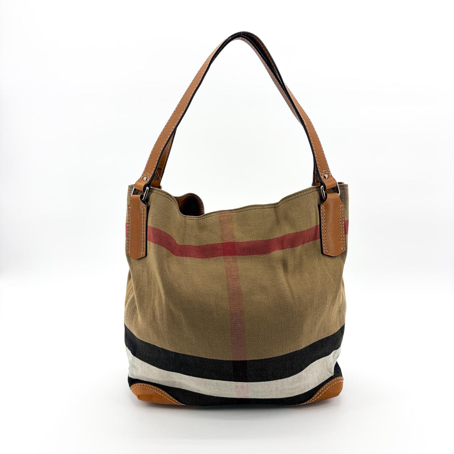 Burberry House Check Canvas Canterbury Shoulder Bag Beige Brown