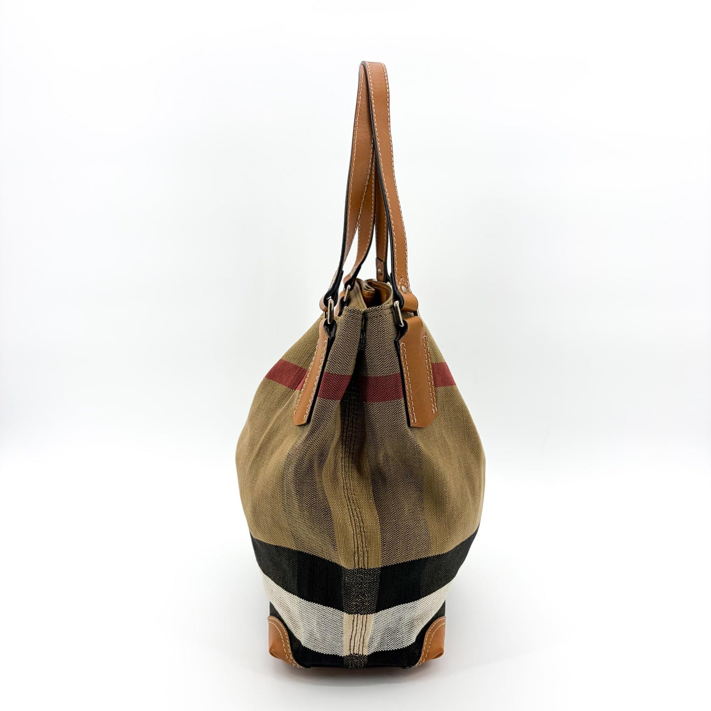 Burberry House Check Canvas Canterbury Shoulder Bag Beige Brown