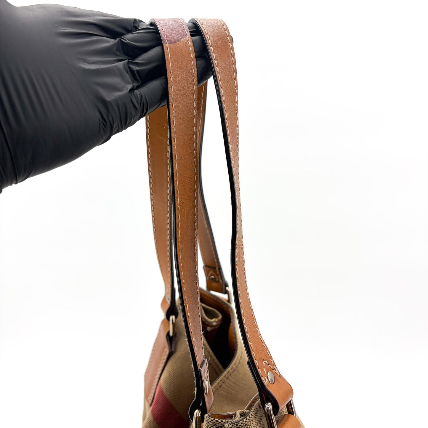 Burberry House Check Canvas Canterbury Shoulder Bag Beige Brown