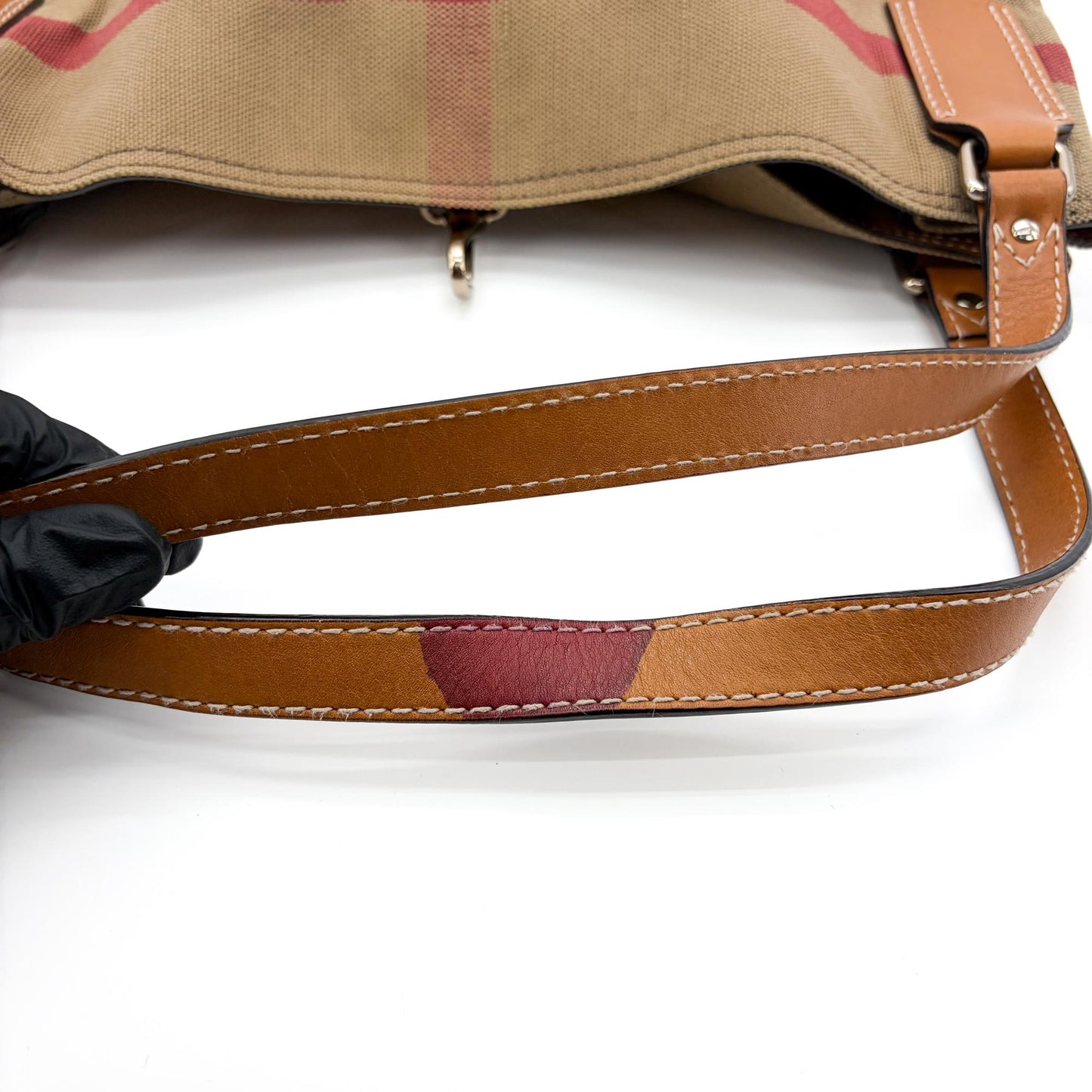 Burberry House Check Canvas Canterbury Shoulder Bag Beige Brown