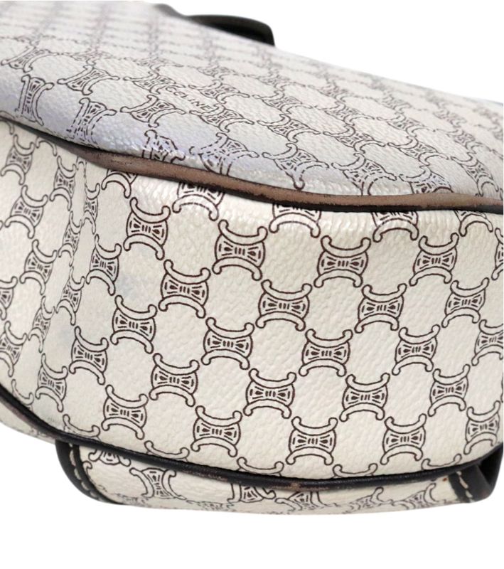 Céline White Macadam Two-Pocket Hobo Bag