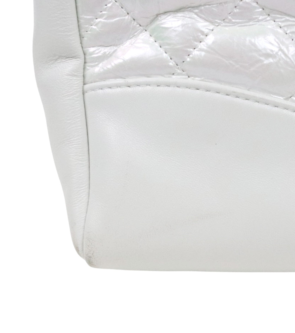 Chanel Large White Metallic Leather 31 Shoulder Bag