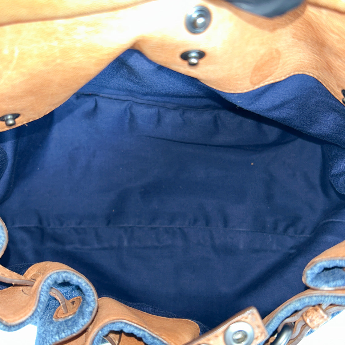 Miu Miu Denim Leopard 2-Way Bag