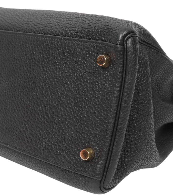Hermès Black Kelly Bag Square L Engraved