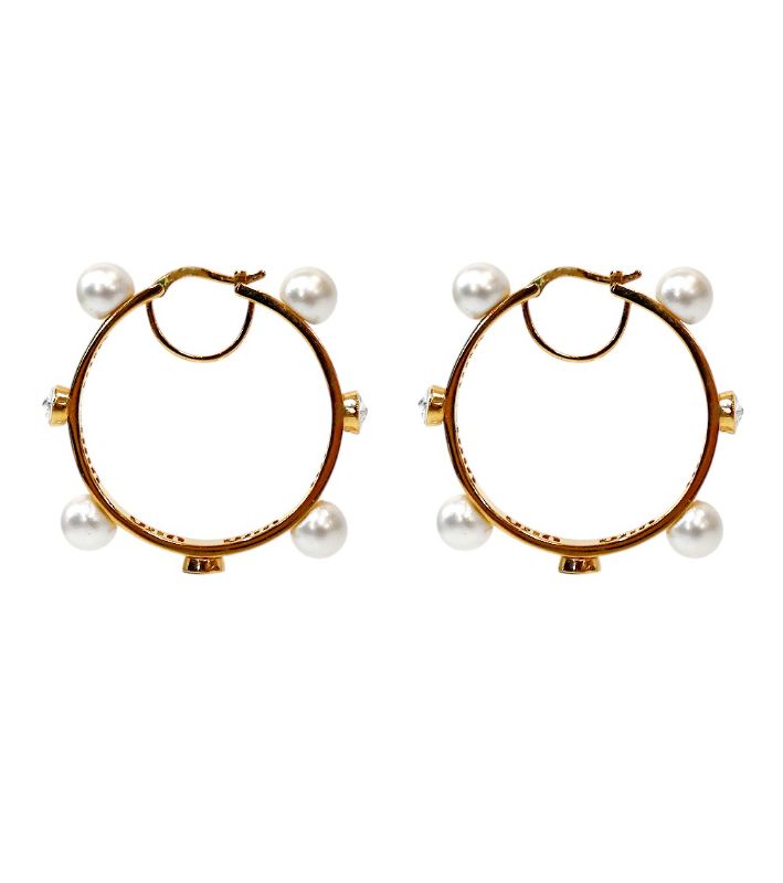 Miu Miu Pearl-Embellished Hoop Earrings