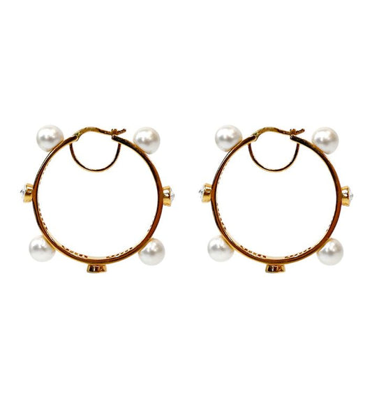 Miu Miu Pearl-Embellished Hoop Earrings