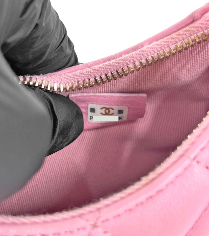 Chanel Pink Leather Mini Half Moon Crossbody Bag