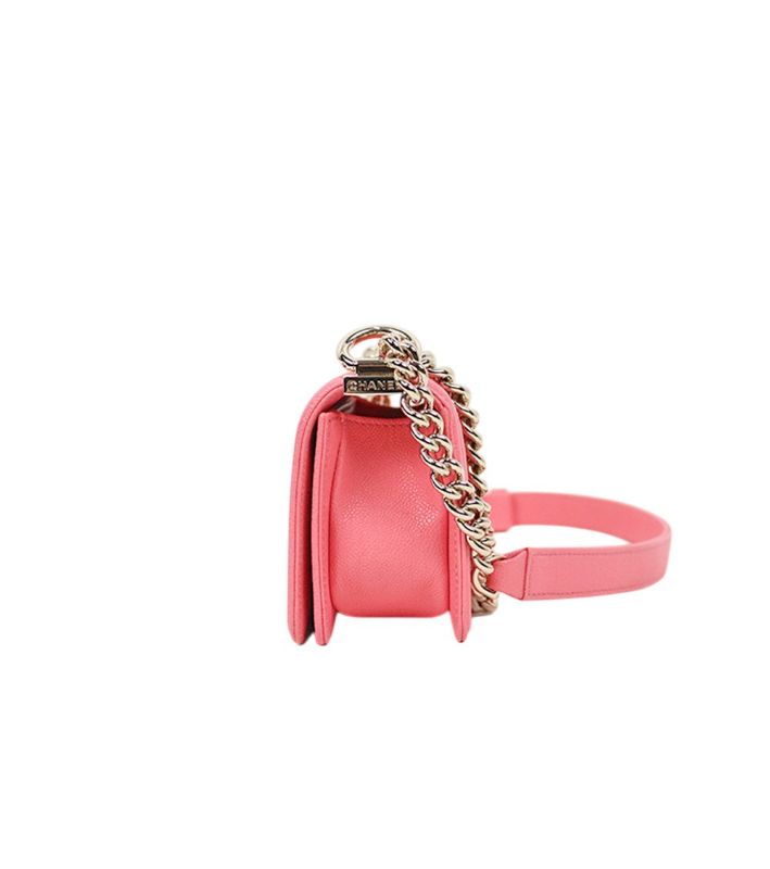 Chanel Pink Mini Chevron Caviar Boy Bag