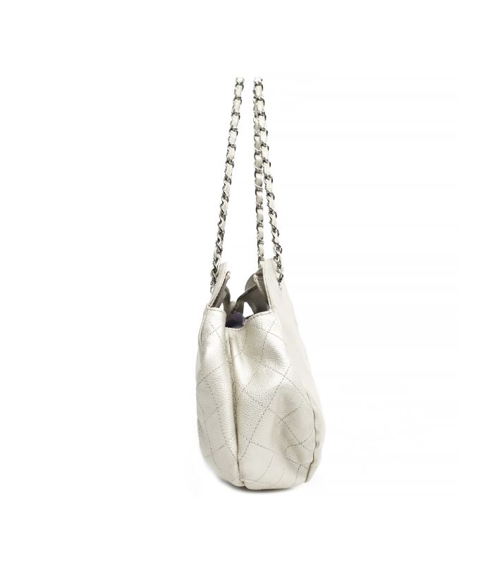 Chanel White Caviar Big CC Chain Shoulder Bag